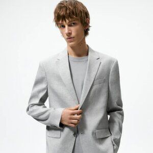 Zara Linen Blend Suit Jacket Gray - New With Tags